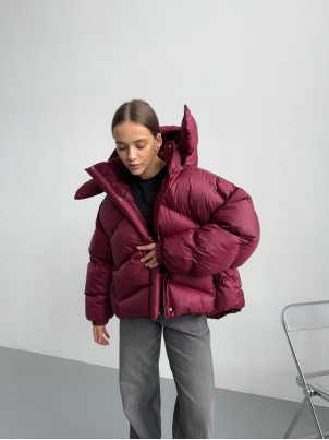 Пуховик V-Line oversize бургунді