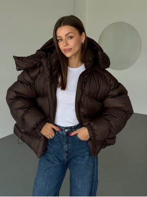 Пуховик V-Line oversize шоколад