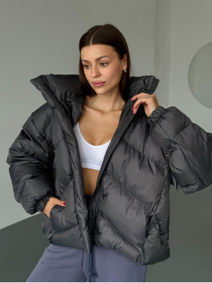 Пуховик V-Line oversize графіт